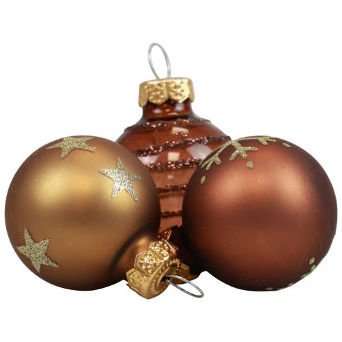 Floristik21 Mini Weihnachtskugeln Glas Gold Braun Glaskugeln Ø3cm 9St