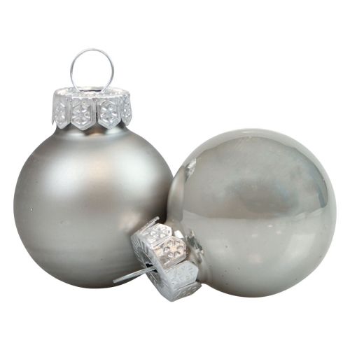 Mini Weihnachtskugeln Glas Silber Glanz/Matt Ø2,5cm 20St