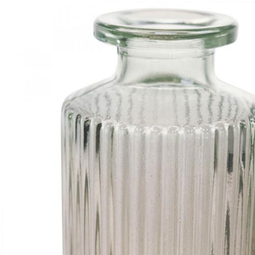Minivase Glas Deko Flasche Klar Braun Retro Ø5cm H13,5cm