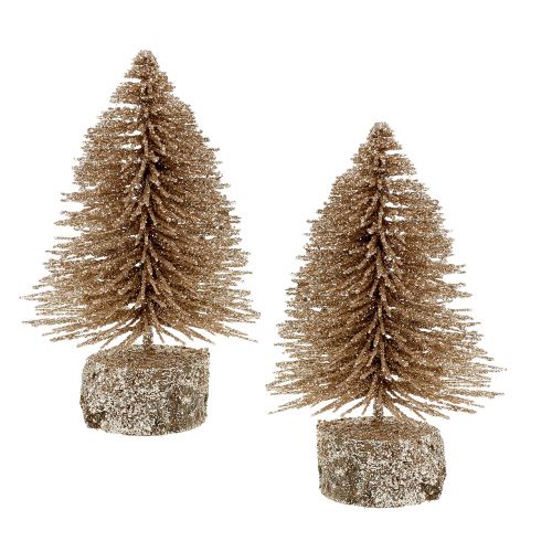 Mini-Tannenbaum Gold mit Glitzer 6St