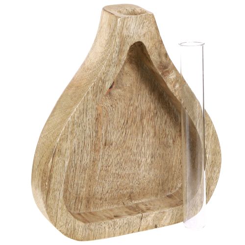 Artikel Elegante Minivase Glas Holz Deko Klar H17cm 2er Set