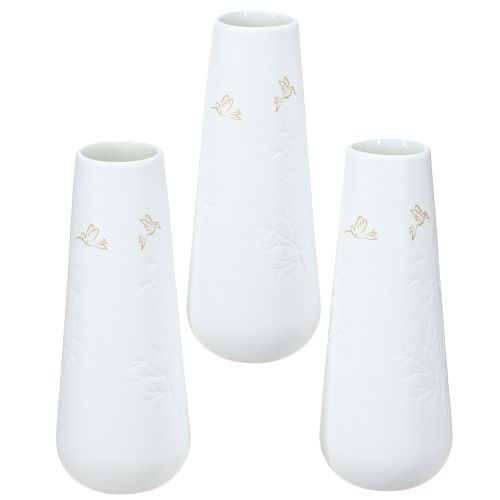 Artikel Porzellanvase Weiß Goldmotiv 3er-Set H12cm Tischdeko Blumenarrangements Frühling