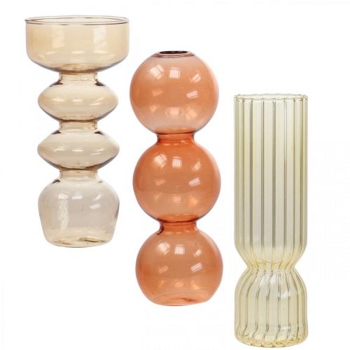 Minivasen Glas Deko Glasvasen Farbig H15,5–17cm 3er-Set