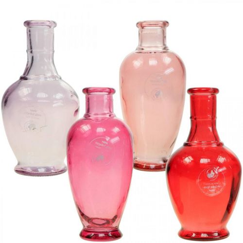 Floristik21 Minivasen Glas Deko Glasvasen Rosa Pink Rot Lila 15cm 4St