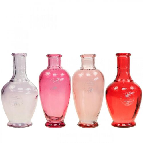 Floristik21 Minivasen Glas Deko Glasvasen Rosa Pink Rot Lila 15cm 4St