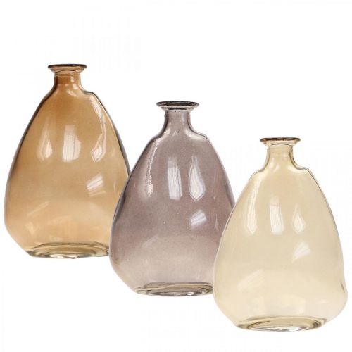 Minivasen Glas Deko Vasen Gelb, Lila, Braun H12cm 3St