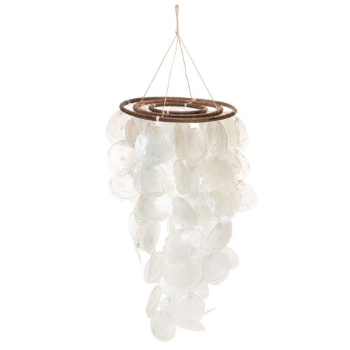 Capiz Muschel Mobile rund 70 cm Länge Grün für Balkon oder Garten