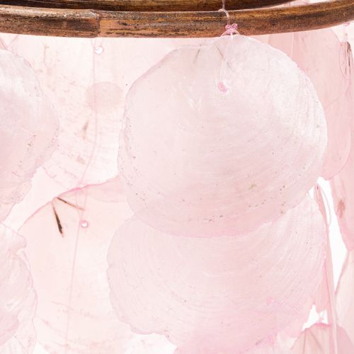 Windspiel aus Capiz-Muscheln und Holz, 70 cm, Rosa, für Innen- und geschützten Außenbereich | Floristik21.de