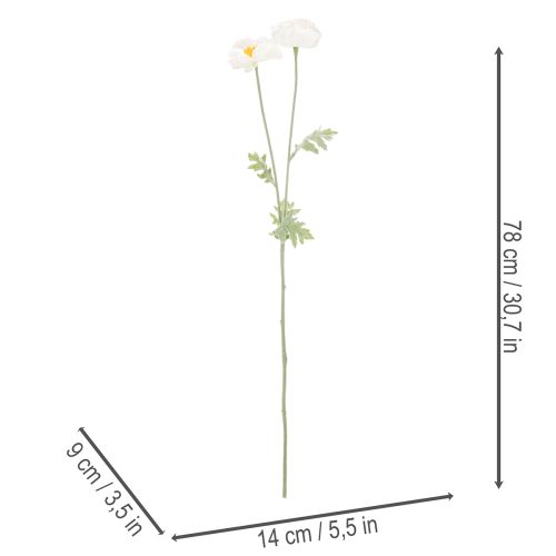 Artikel Kunstblume Mohn Weiß 78cm 3er-Bund Innenbereich