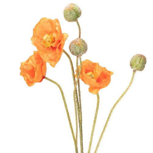 Künstlicher Mohnblumenstrauß 75 cm Orange 3 Zweige für stilvolle Dekoration