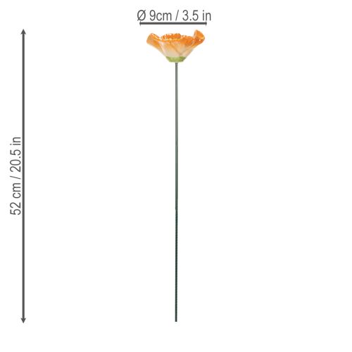 Artikel Mohnblumen Deko Skulpturen aus wetterfester Keramik, 52 cm hoch, Set aus 2 Blüten in Orange und Weiß