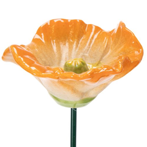 Artikel Mohnblumen Deko Skulpturen aus wetterfester Keramik, 52 cm hoch, Set aus 2 Blüten in Orange und Weiß