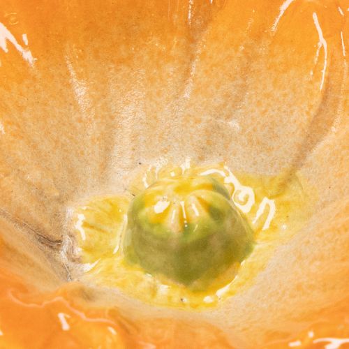 Artikel Mohnblumen Deko Skulpturen aus wetterfester Keramik, 52 cm hoch, Set aus 2 Blüten in Orange und Weiß