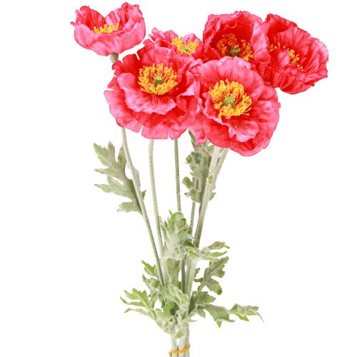 Floristik21 Mohnblumen Künstlich Rosa Kunstblumen Dekoration Ø6–7cm L78cm 3St Set