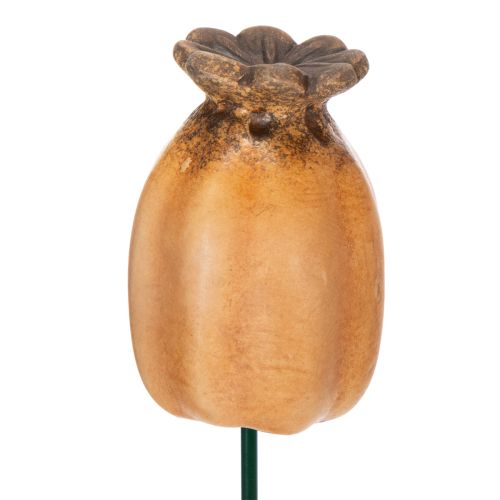 Artikel Gartenstecker Mohnkapsel Set 4 Stück Keramik Braun 41 cm für Gartendekoration und DIY