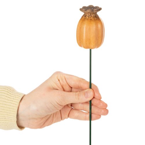Artikel Gartenstecker Mohnkapsel Set 4 Stück Keramik Braun 41 cm für Gartendekoration und DIY
