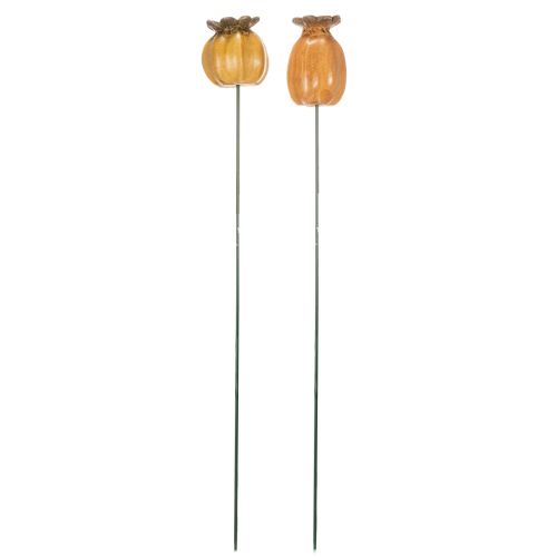 Artikel Gartenstecker Mohnkapsel Set 2 Stück Keramik 60 cm Höhe für Beet und Balkon