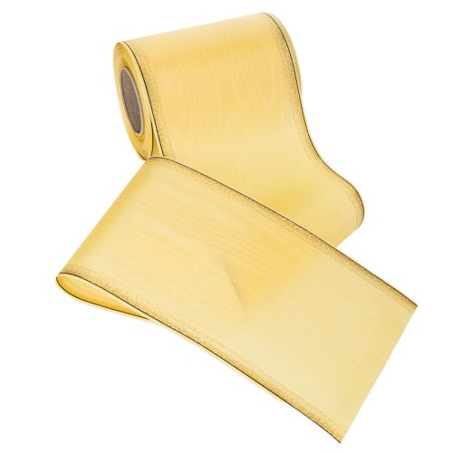 Artikel Moiré Kranzband Gelb mit Goldverzierung 125mm 25m - Hochwertiges Trauerband Dekoband Schleifenband