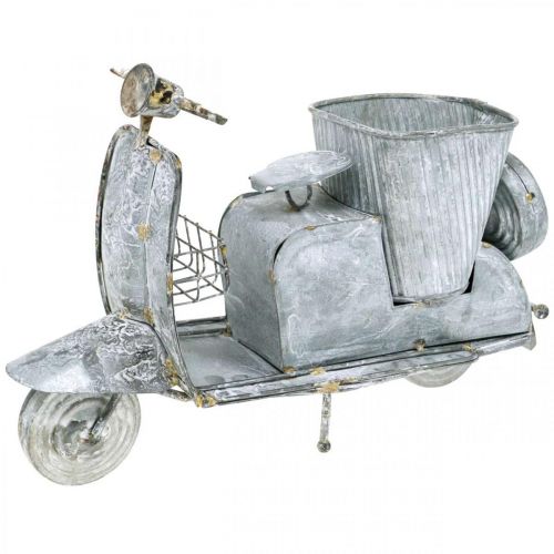 Floristik21 Blumentopf Motorroller Metall Vintage Weiß gewaschen 35×12×23cm