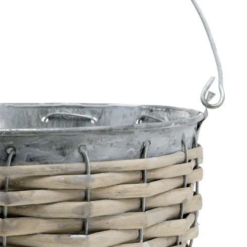 Zink-Eimer mit Korbgeflecht Ø18cm H17cm