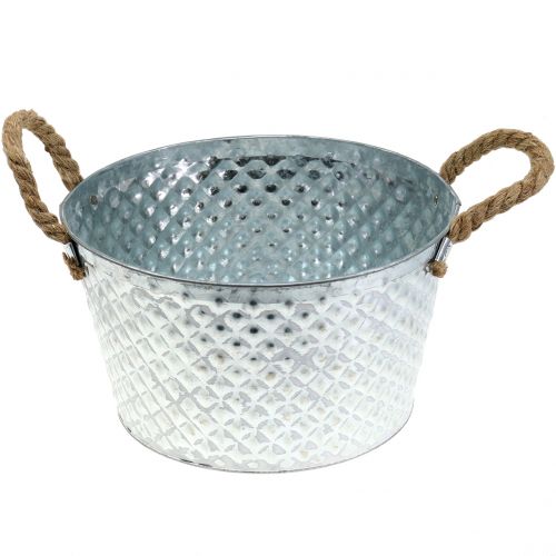 Artikel Zinkschale rund mit Seilgriffen Ø28cm H16cm