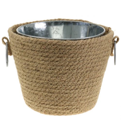 Zinktopf mit Jute-Übertopf Ø13cm H12cm Zinktopf mit Jute-Übertopf Ø13cm H12cm