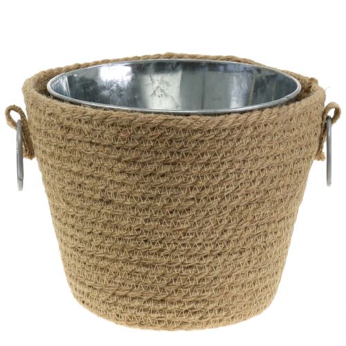 Floristik21 Zinktopf mit Jute-Übertopf Ø18cm H15cm