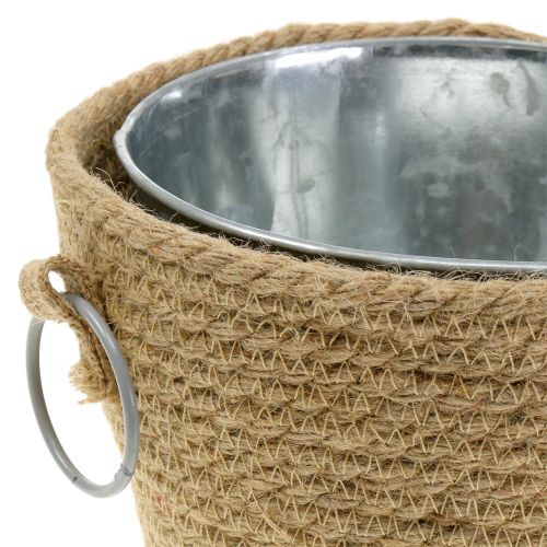 Zinktopf mit Jute-Übertopf Ø13cm H12cm