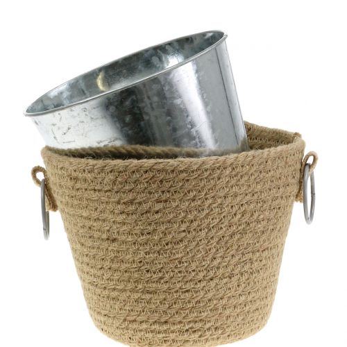 Zinktopf mit Jute-Übertopf Ø13cm H12cm