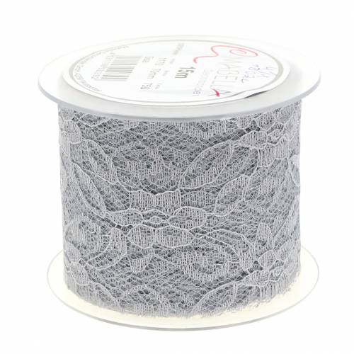Spitzenband Dekoband Grau 70mm 15m