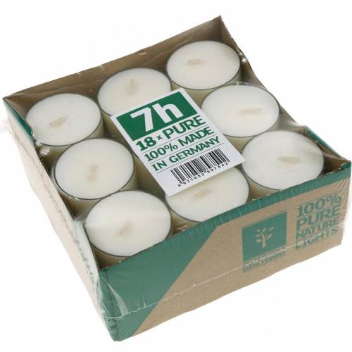 Floristik21 PURE Nature Lights Teelichter Rapswachs Natur Brenndauer 7 Stunden 18 St