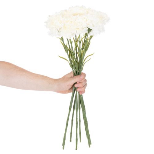 Kunstblume Nelke mit Stiel 56cm Weiß 8 Stück | Floristik21.de