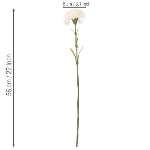 Kunstblume Nelke mit Stiel 56cm Weiß 8 Stück | Floristik21.de