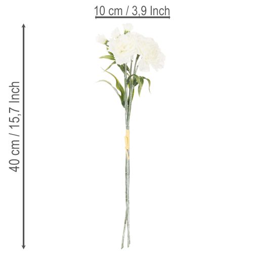 Kunstnelkenstrauß aus Textil und Kunststoff, 40 cm, Weiß, 4 Bund | Floristik21.de