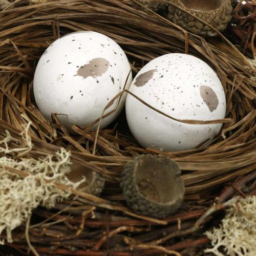 Floristik21 Osternest mit Eiern künstlich Natur, Weiß Tischdeko Ostern Ø19cm