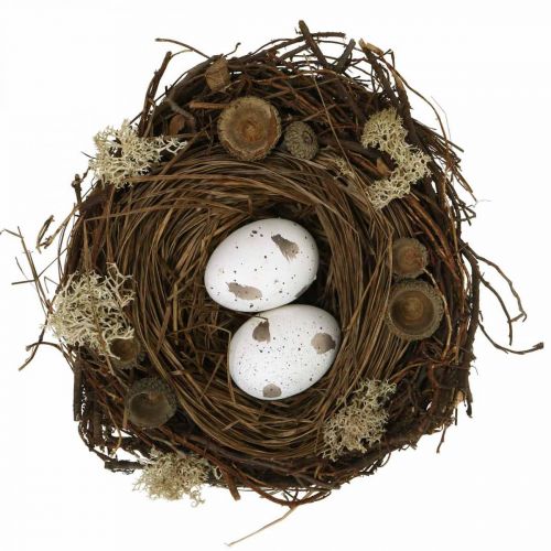 Floristik21 Osternest mit Eiern künstlich Natur, Weiß Tischdeko Ostern Ø19cm