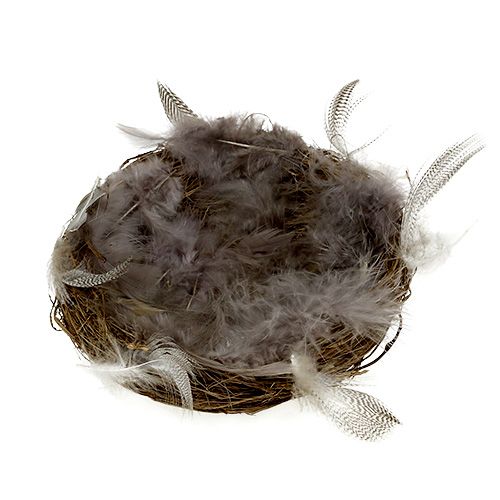 Floristik21 Nest mit Federn 15cm Natur 4St
