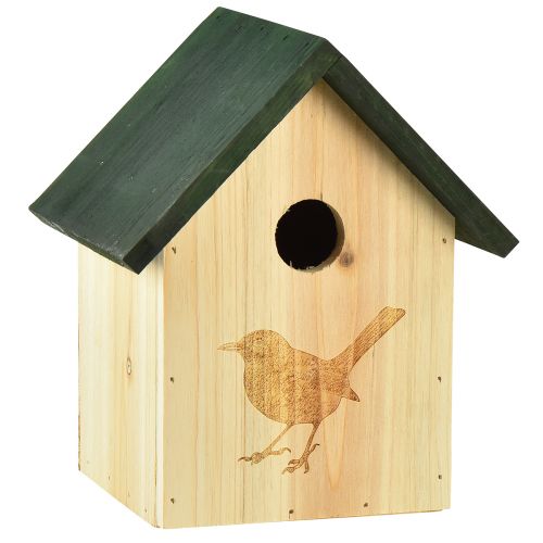 Floristik21 Nistkasten Blaumeise Vogelhaus Holz Natur Grün H20,5cm