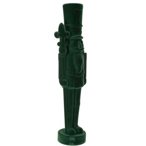 Nussknacker Figur beflockt Dunkelgrün 77 cm Innenbereich