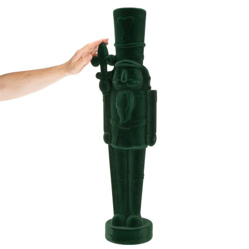 Nussknacker Figur beflockt Dunkelgrün 77 cm Innenbereich | Floristik21.de