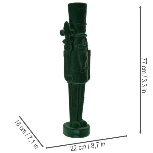 Nussknacker Figur beflockt Dunkelgrün 77 cm Innenbereich | Floristik21.de