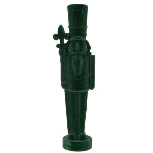 Nussknacker Figur beflockt Dunkelgrün 77 cm Innenbereich | Floristik21.de