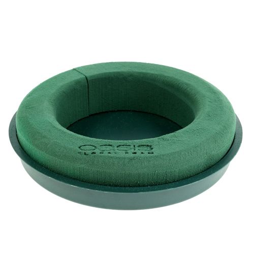 Floristik21 Steckmasse Ring Steckschaum mit Schale Grün Ø30cm H4,5cm 2St