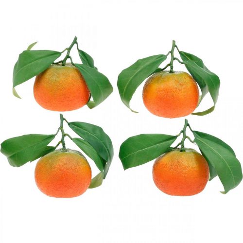 Floristik21 Dekofrüchte, Orangen mit Laub, Kunstobst H9cm Ø6,5cm 4St