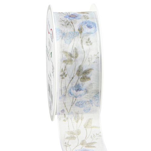 Floristik21 Organzaband Blau Florales Dekoband 40mm x 15m Eleganz Hochzeit