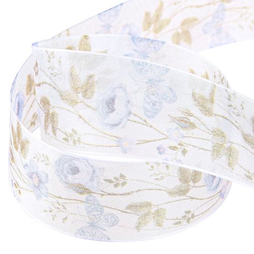 Artikel Organzaband Blau Florales Dekoband 40mm x 15m Eleganz Hochzeit