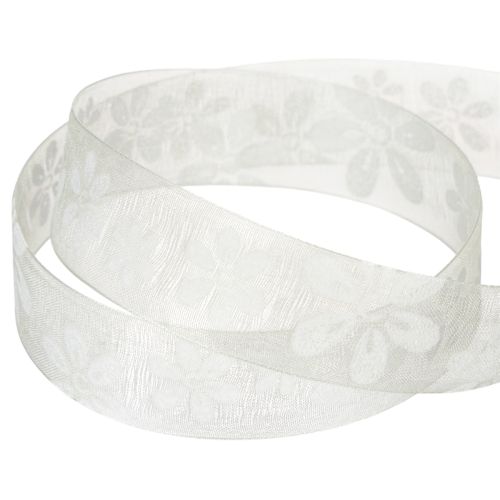 Organzaband Blumen Geschenkband Grün 25mm 18m | Floristik21.de