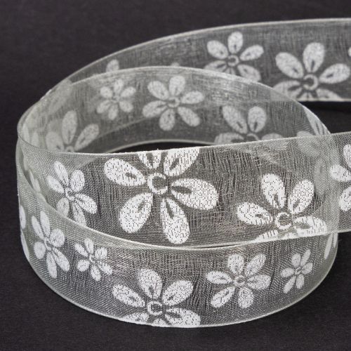 Organzaband Blumen Geschenkband Grün 25mm 18m | Floristik21.de