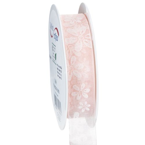 Organzaband Blumen Geschenkband Rosa 25mm 18m