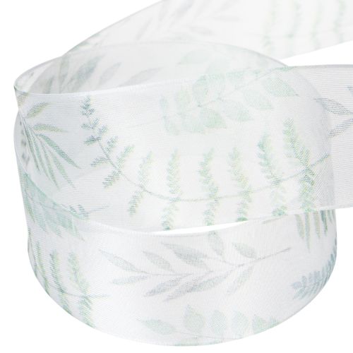 Artikel Organzaband Chiffonband Blätterzweige Grün 40mm 15m